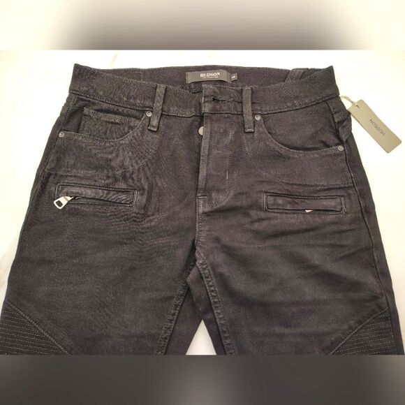 Hudson Blunder V2 Skinny Biker Moto Motorcycle Jeans Pants Black Denim Sz 29 - Picture 3 of 16